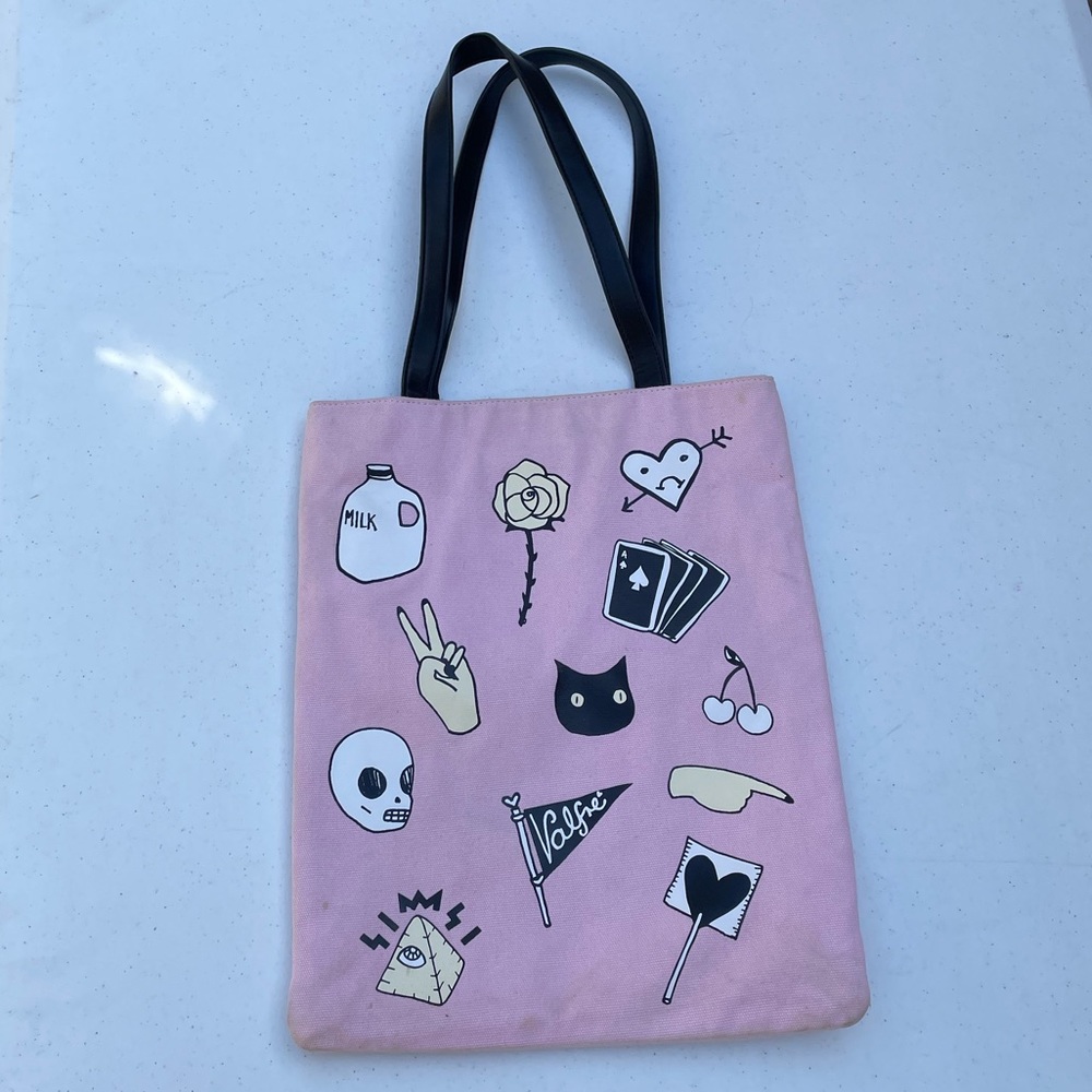 Rare Valfre Shoulder Bag Purse Pink Milk Bruno Cat Peace Sign